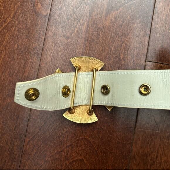 Cecelia Pale Crackled Gold Belt with Gold and Silver Rhinestone Cross Buckle main image 9